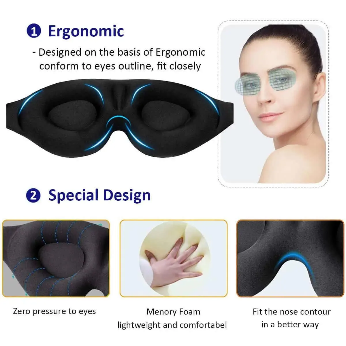 HealthHQ Adjustable 3D Sleep Mask