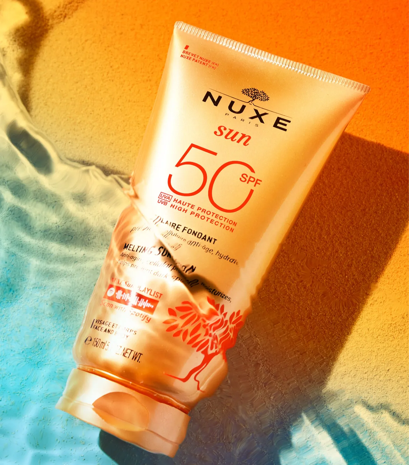 Nuxe Sun Melting Sun Lotion High Protection SPF50 face and body