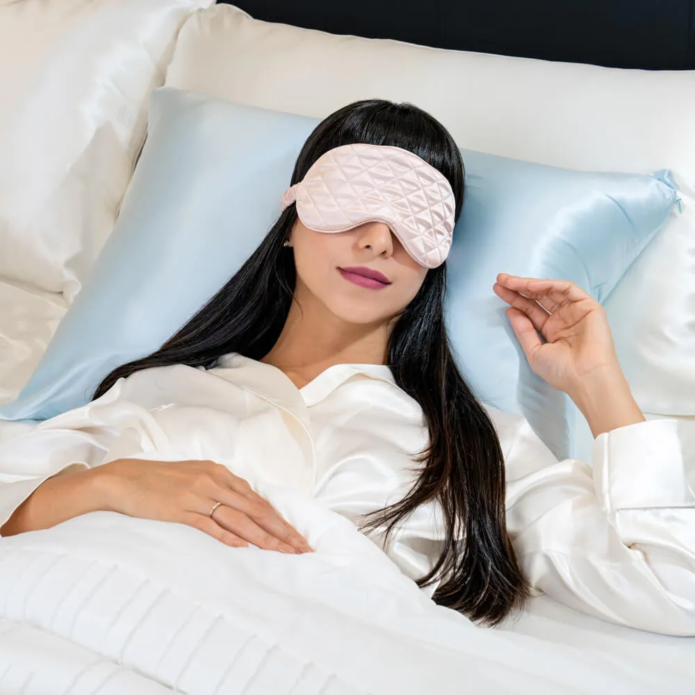 Sleep Mask - Pink - Diamond Quilted