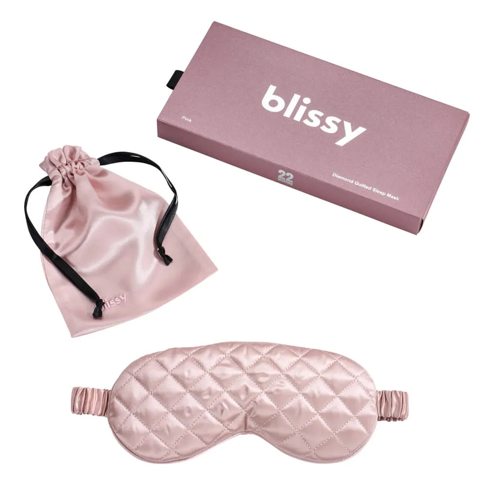 Sleep Mask - Pink - Diamond Quilted