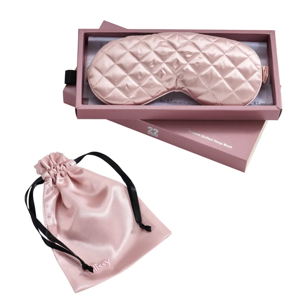 Sleep Mask - Pink - Diamond Quilted