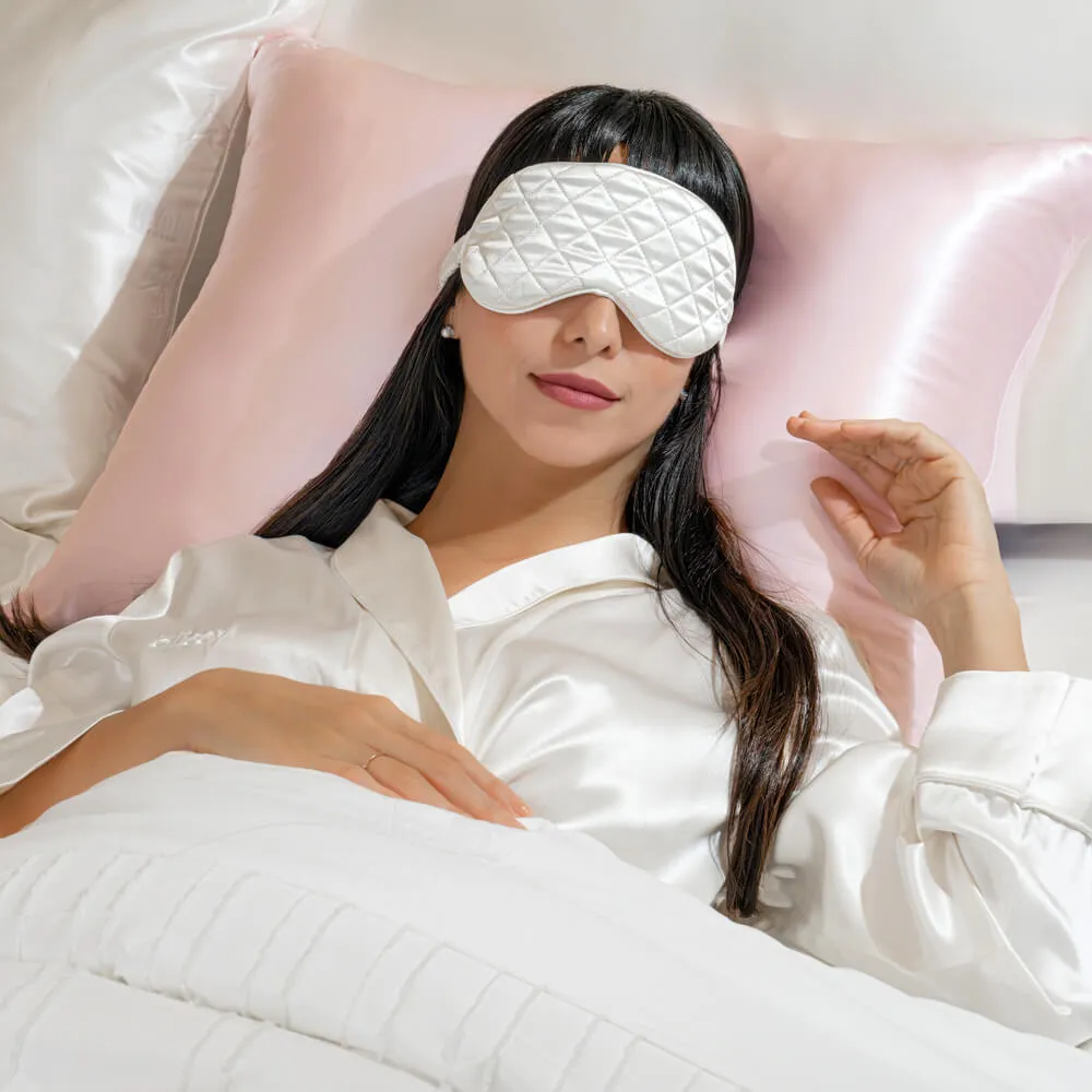 Sleep Mask - White - Diamond Quilted