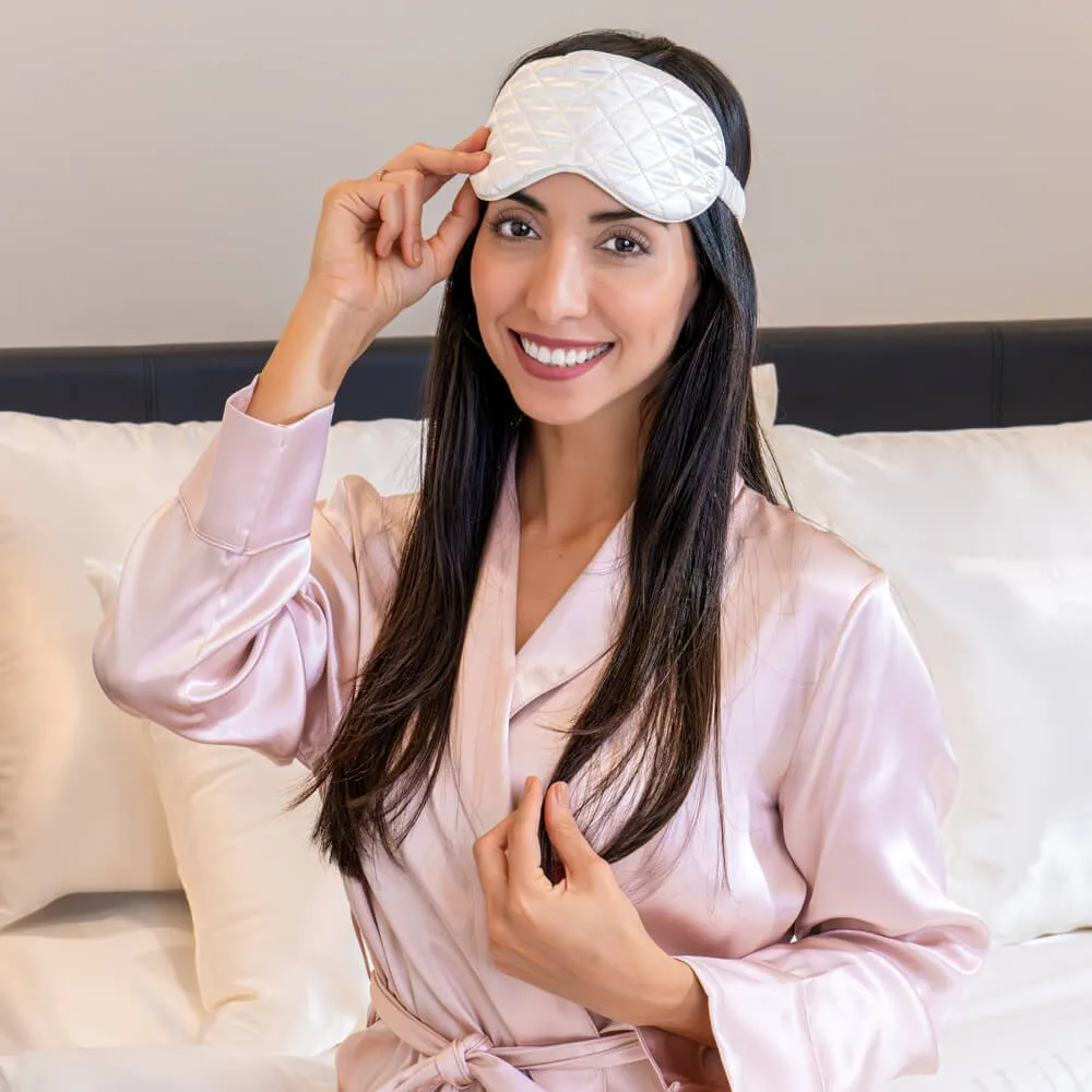 Sleep Mask - White - Diamond Quilted