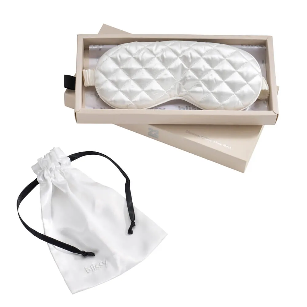 Sleep Mask - White - Diamond Quilted