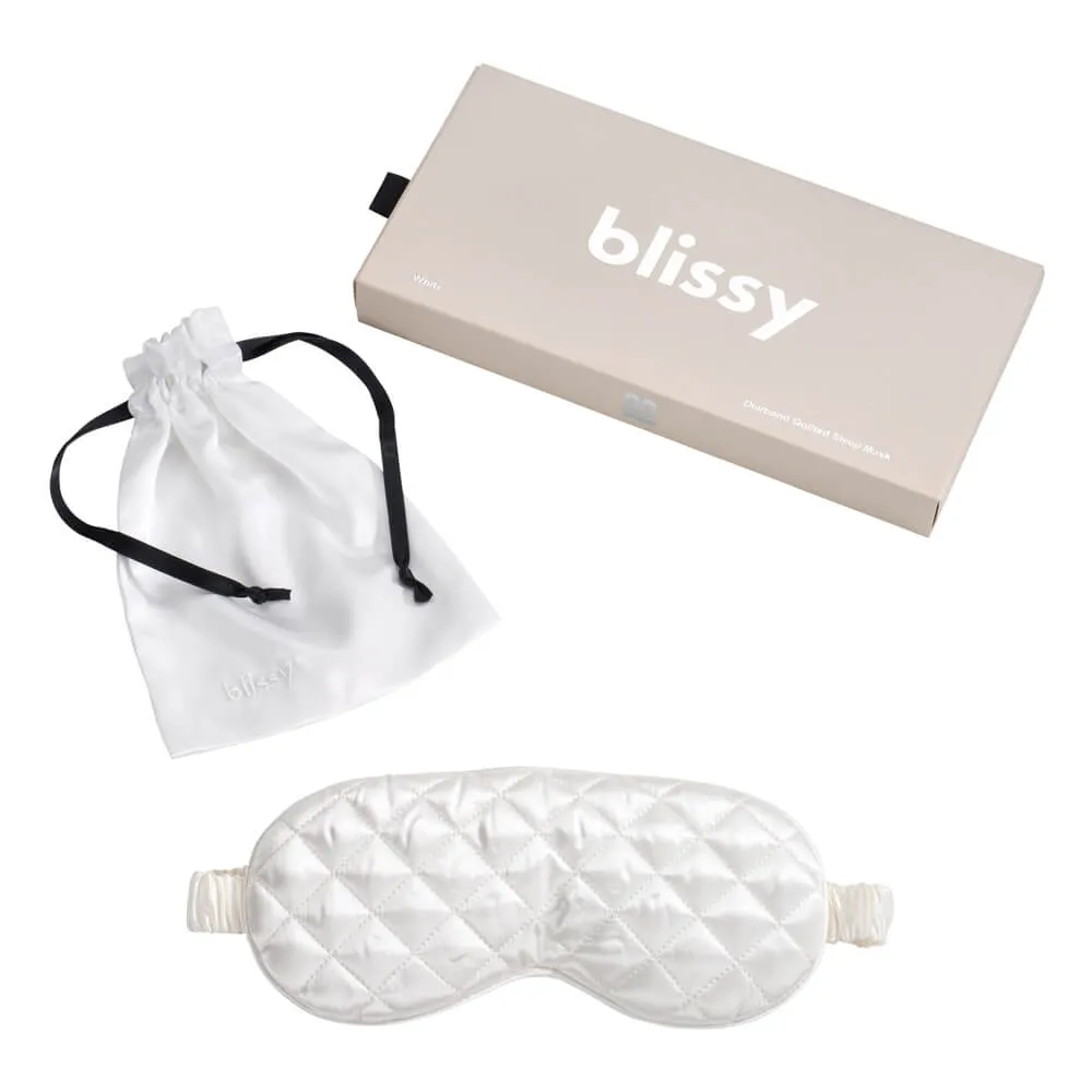 Sleep Mask - White - Diamond Quilted